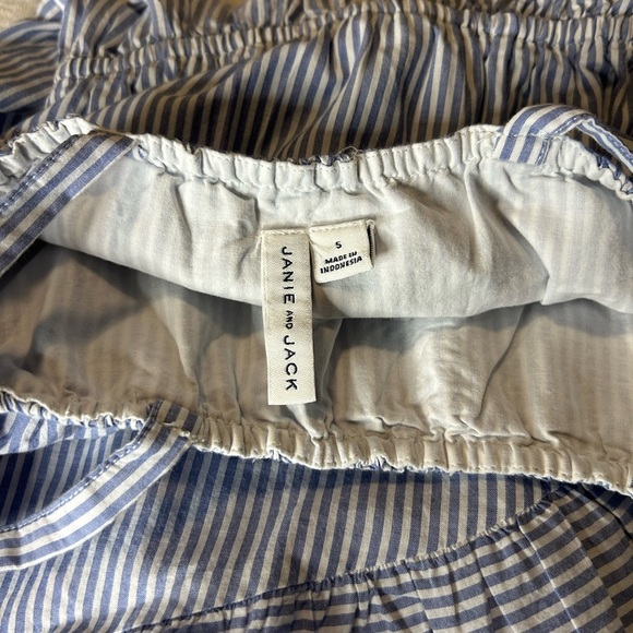 Jamie and Jack Striped Blue Kids Dress with Floral Embroidery - Picture 3 of 6